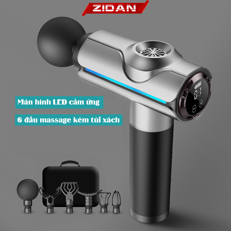 Máy massage cầm tay ZiDan cao cấp không chổi than lực đấm siêu mạnh 12800 vòng/phút,pin 4000 Mah 6 đầu 20 chế độ