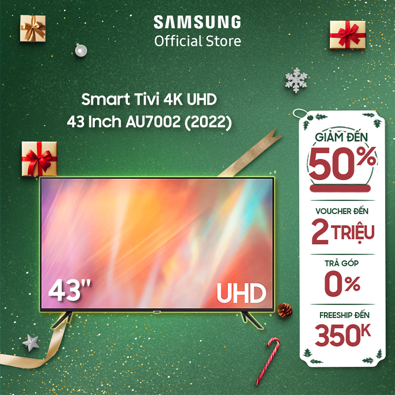  Smart Tivi Samsung 4K UHD 43 Inch UA43AU7002KXXV - Miễn phí lắp đặt