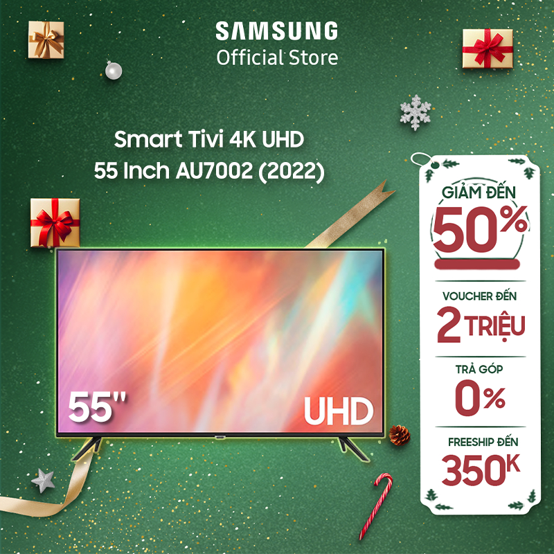 Smart Tivi Samsung 4K UHD 55 Inch UA55AU7002KXXV - Miễn phí lắp đặt