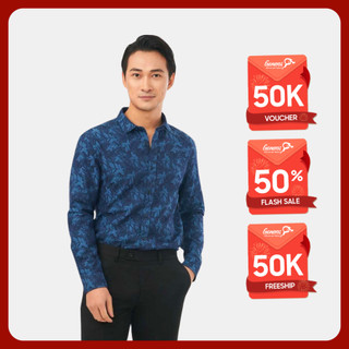 Áo sơ mi nam GENEROS 010122496MF #1 ghi xanh áo sơ mi công sở ít nhăn siêu bền đứng form