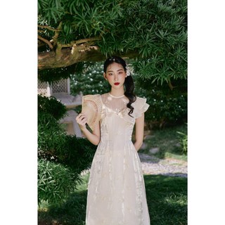 OLV - Quần lụa phối với áo dài Cream Culottes