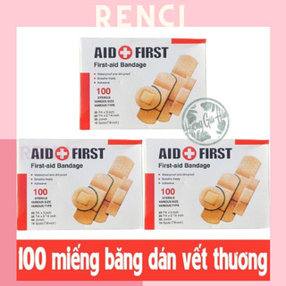 Hộp 100 băng gâu cá nhân các kích thước aid first - bandage