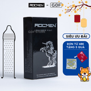 Bao cao su kéo dài thời gian chống xuất tinh sớm - bcs gai Rocmen Longshock - bcs gân gai - Chính Hãng - GoF store