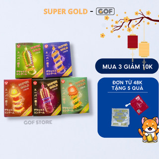 Bộ 5 Bao cao su gai lớn SUPER GOLD đôn gai bi lớn bcs Kéo dài thời gian Hộp 2 cái (Nhật Bản) - GoF Store