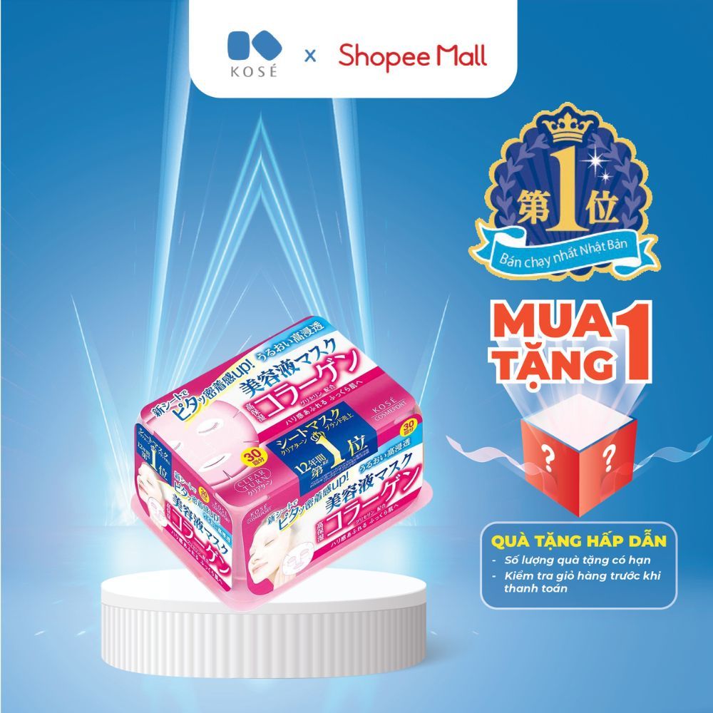 Mặt Nạ Dưỡng Da Tinh Chất Collagen Clear Turn Kosé Nhật Bản 30 Miếng