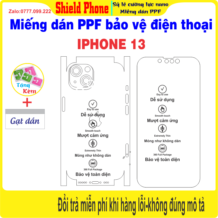 Miếng dán PPF bảo vệ điện thoại IPHONE 13