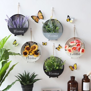 Giỏ kèm hoa treo tường chữ home trang trí nhà cửa có kèm hoa,đèn và các phụ kiện khác