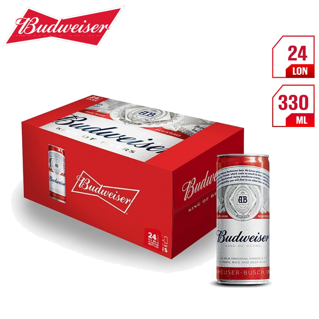 Bia budweiser 330ml Tết 2024 - Thùng 24 lon dáng cao - Date Th11/2024