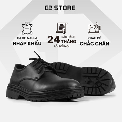 Giày da nam G2 Chunky Derby độn đế tăng chiều cao bằng da bò cao cấp kiểu dáng trẻ trung thích hợp đi làm