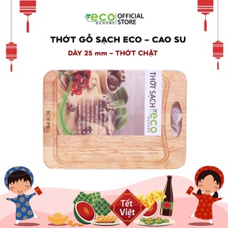 Thớt chuyên chặt dày 25 mm thớt sạch Eco gỗ Cao Su cao cấp kháng khuẩn ATVSTP
