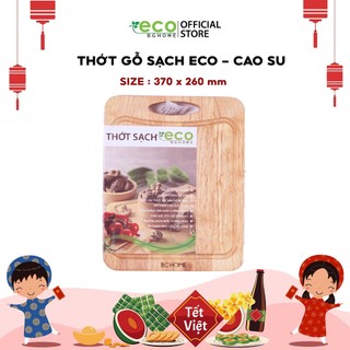 Thớt gỗ cao su bg home 370 x 260 mm cao cấp organic kháng khuẩn atvstp