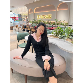 Đầm body cổ sơ mi dáng dài - công sở