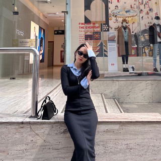Đầm body cổ sơ mi dáng dài - công sở