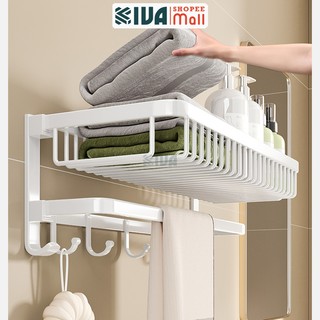 Bộ sưu tập kệ để đồ phòng tắm màu trắng Bắc Âu KIVA, lắp đặt khoan tường, dán tường. chất liệu nhôm hàng không.