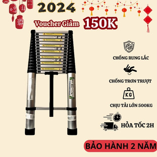  Thang Nhôm Rút Chịu Lực Lớn 3,2m - 3,8m - 4,2m - 4,4m - 5m - 5,4m - 6m Thang INOX Rút Đơn Ống Thang Dày Dặn 