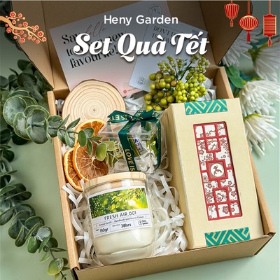 Set Quà Tặng Tết Sức Khỏe Với Nến Thơm Thư Giãn và Trà Thanh Nhiệt HENY GARDEN