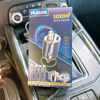 Tẩu sạc nhanh ô tô PUGAN sạc siêu nhanh cắm tẩu âm nguồn 2 cổng USB và TYPE C công suất đầu ra 100w