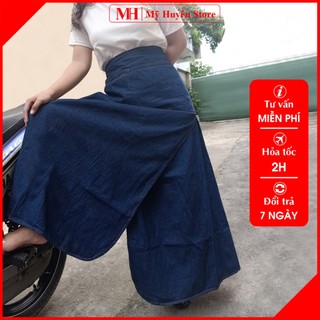 Váy Chống Nắng Xẻ Tà Jean Trơn Cao Cấp Chất Vải Dày Dặn Và Mềm Mại Chống Tia UV 100% Kèm Nút Bấm Mỹ Huyền Store