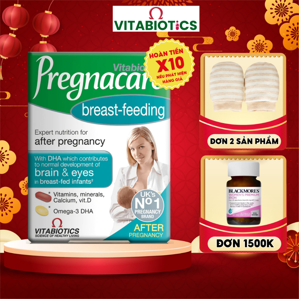 Vitamin tổng hợp Pregnacare Breast Feeding cho mẹ sau sinh giúp lợi sữa, tăng cường đề kháng hộp 84 viên của Anh quốc