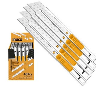 Dao rọc giấy 129mm INGCO HKNS1806 thân lưỡi bằng hợp kim kẽm ,khóa lưỡi tự động, nút nhắn phẳng ,hàng chính hãng
