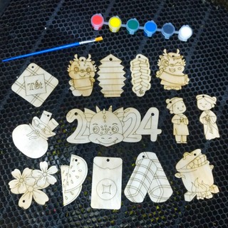 Set 14 miếng gỗ tô màu trang trí tết - set gỗ tô màu trang trí tết - quà tết - set gỗ tết 2025