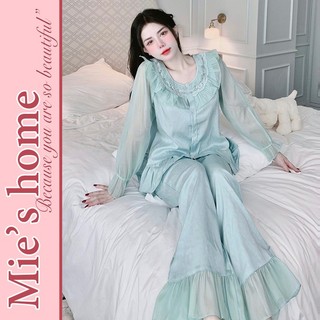 Đồ bộ ngủ mặc nhà nữ,pijama lụa -Mie