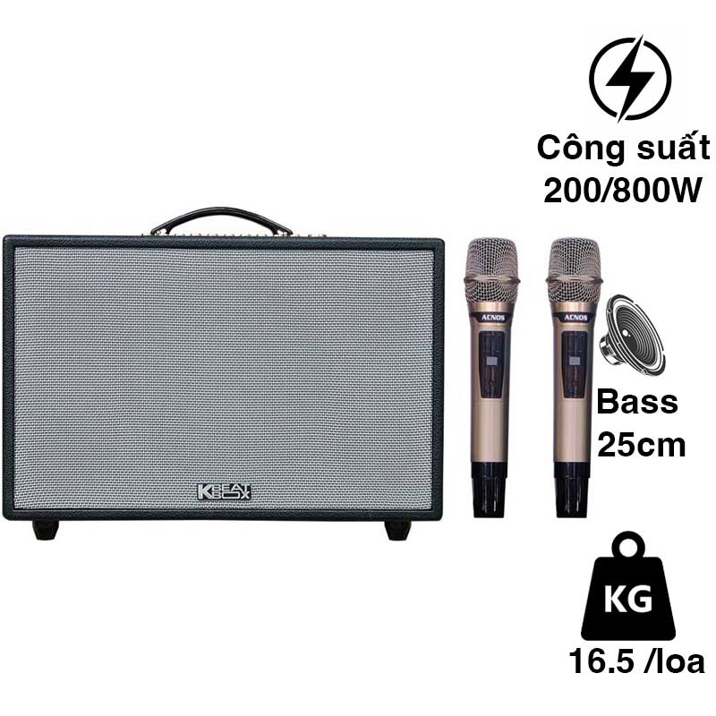 Loa karaoke xách tay Acnos CS3600 Model 2023 ( Loa 3 đường tiếng, 1 loa BASS 25CM, 2 loa trung + 2 loa treble, 200W