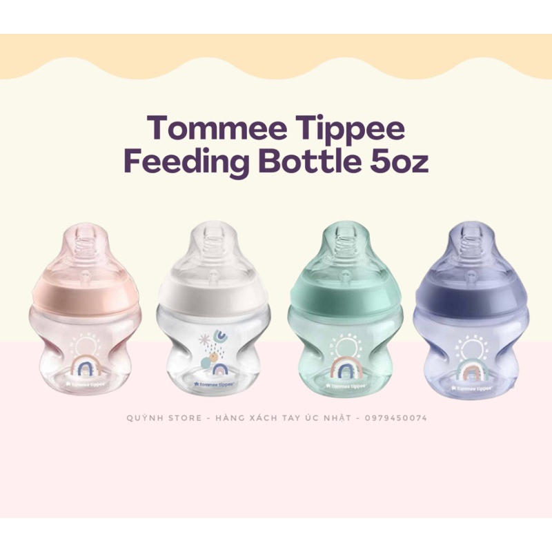 Bình sữa Tommee Tippee 150ml hoạ tiết tách set - núm Âu số 1