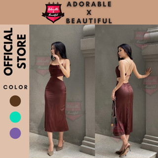 [Ảnh Thật] Đầm Satin Dài Hở Lưng Trễ Ngực Phong Cách Sexy, Đầm Dự Tiệc Sang Trọng 3 Màu [AdorablexBeautiful]