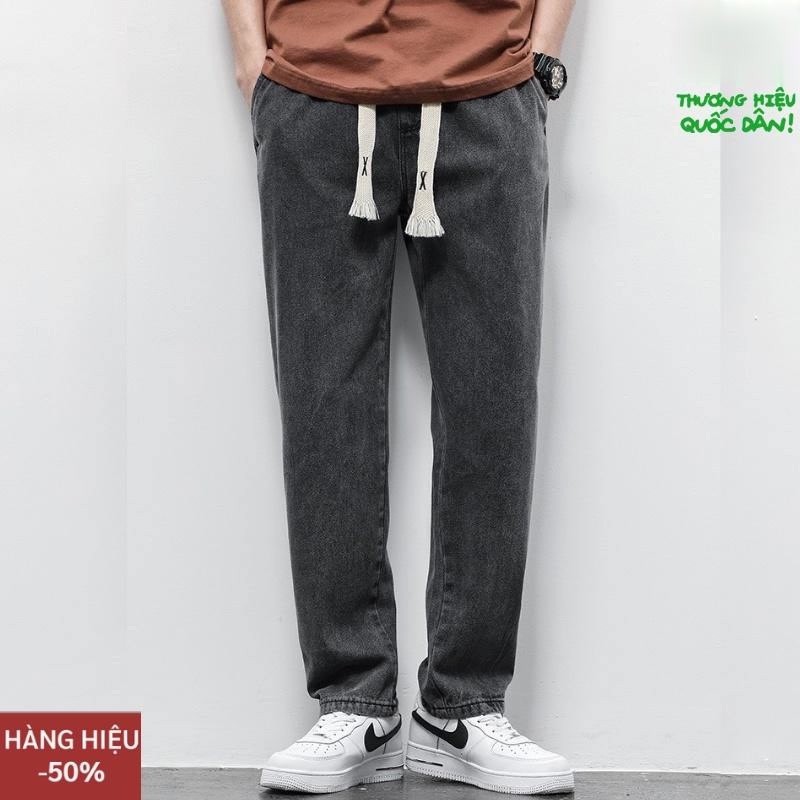 Quần jean nam nữ baggy CẠP CHUN BẢN TO ống rộng N1LUXUR CẠP CAO phom Suông Chỉnh Eo Chất Bò cao cấp 2023