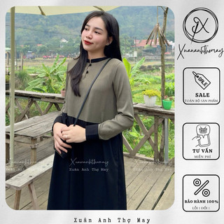 Váy dài tay phối thân 2 cúc - Xuananhthomay