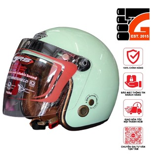 Combo mũ bảo hiểm 3/4 Napoli SH Ruby xanh ngọc bóng kèm kính GRS trong - khói