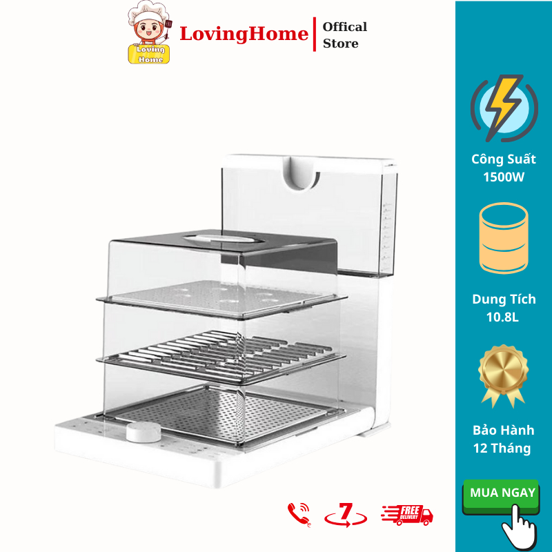 Nồi hấp Điện YUNIKLY 10,8L Inox 3 Tầng  Nồi Hấp Đa Năng Xửng Hấp, Gập Đôi Tiện Lợi Bảo Hành 12 Tháng