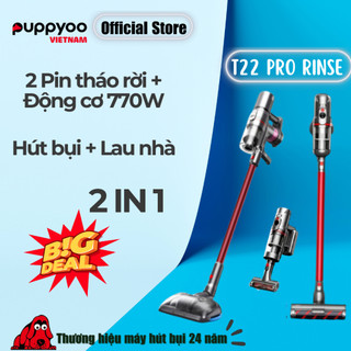 Máy hút bụi cầm tay không dây puppyoo t22 pro rinse chính hãng động cơ 770w - 2 pin tháo rời - lực hút 45.000pa