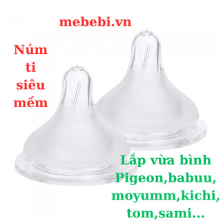 Núm ti Silicone siêu mềm cho bình sữa cổ rộng size núm S/M/L/LL