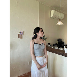 Emlaine.sg Áo hai dây xám nơ đen