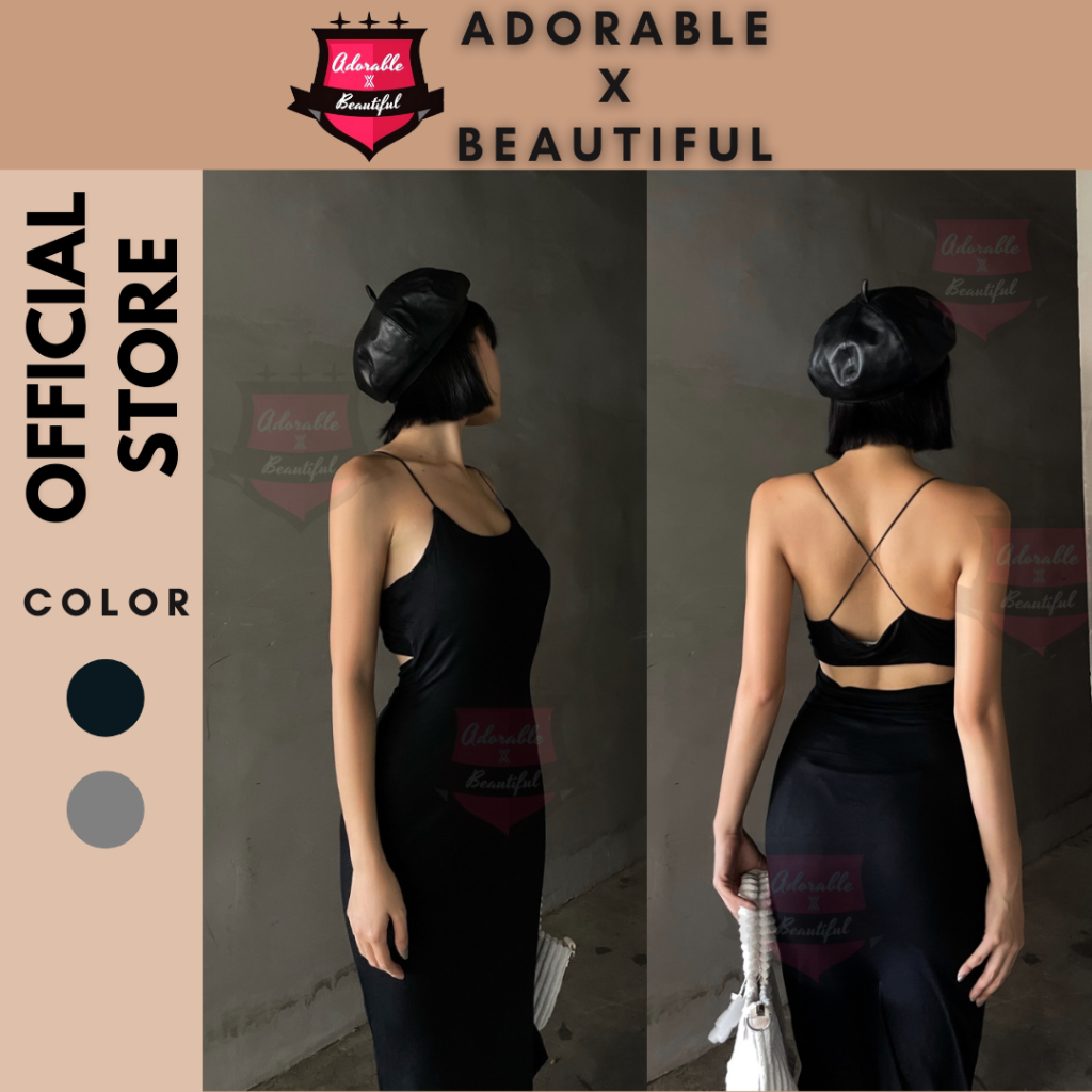[Ảnh Thật] Đầm Body Trơn Thun Ôm Hở Lưng Đan Dây Chéo, Đầm Ôm Đen Xám Hai Dây Cọng Bún Sexy [Adorabl