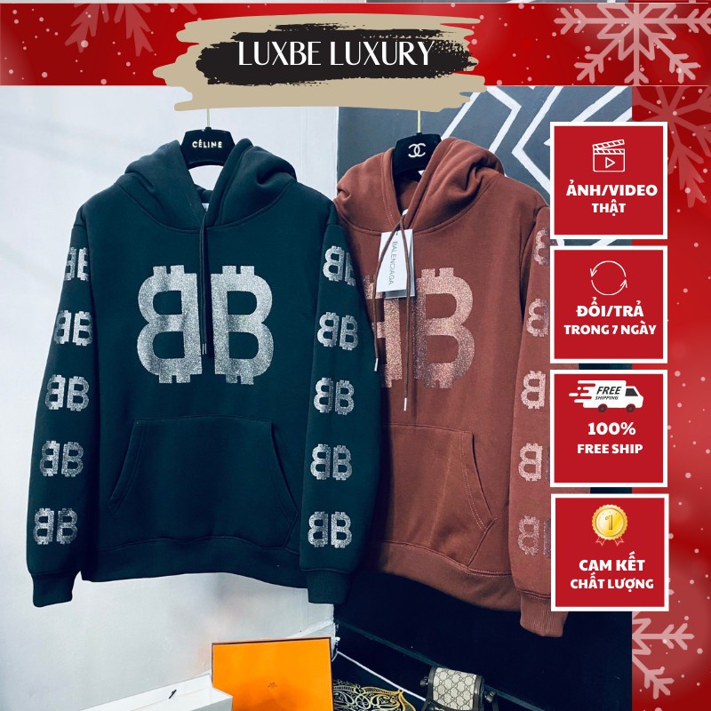 Bộ Quần Áo Hoodie Zip Nam Ba Len Ci A GA  In Kim Tuyến  - Bộ Quần Áo Hoodie Zip Nam Balen In Kim Tuy