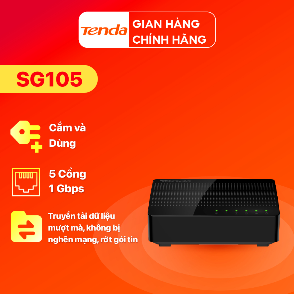 Bộ Chia Mạng Switch Để Bàn Tenda SG105 5 Cổng 10/100/1000Mbps - Hàng Chính Hãng