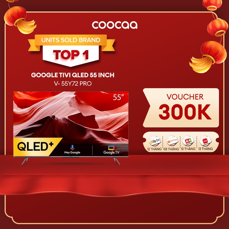 Google Tivi Coocaa Qled+ 55 Inch - 55Y72 Pro - Lắp Đặt Miễn Phí