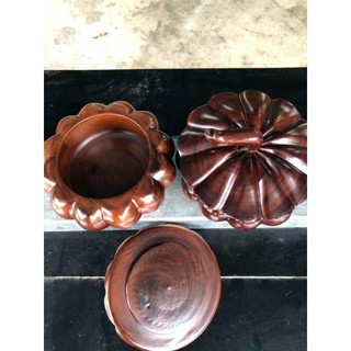 Khay mứt hình quả bí ngô gỗ lim đường kính 15 cm hàng nguyên khối làm kỹ, khay đựng hạt decor tại xưởng