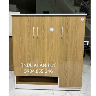 Tủ giày dép nhựa đài loan 3cánh vân gỗ vàng ngang 95 cao 103(Freeship TPHCM)