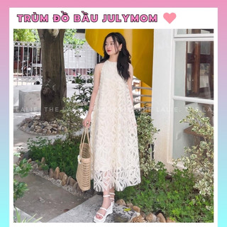 Váy bầu dáng dài xinh thiết kế thời trang 2 lớp lót tơ cao cấp đi dự tiệc công sở siêu dễ thương