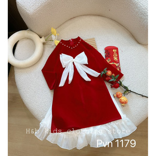 Cặp áo dài hoa đào cho bé