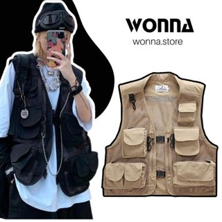 ÁO GILE PHAO Nhiều Túi Hộp 2 Lớp Dày Dặn Có Lưới Ngầu Nam Nữ Thời Trang Unisex Đen Kaki Oversize Big Size Thu Đông