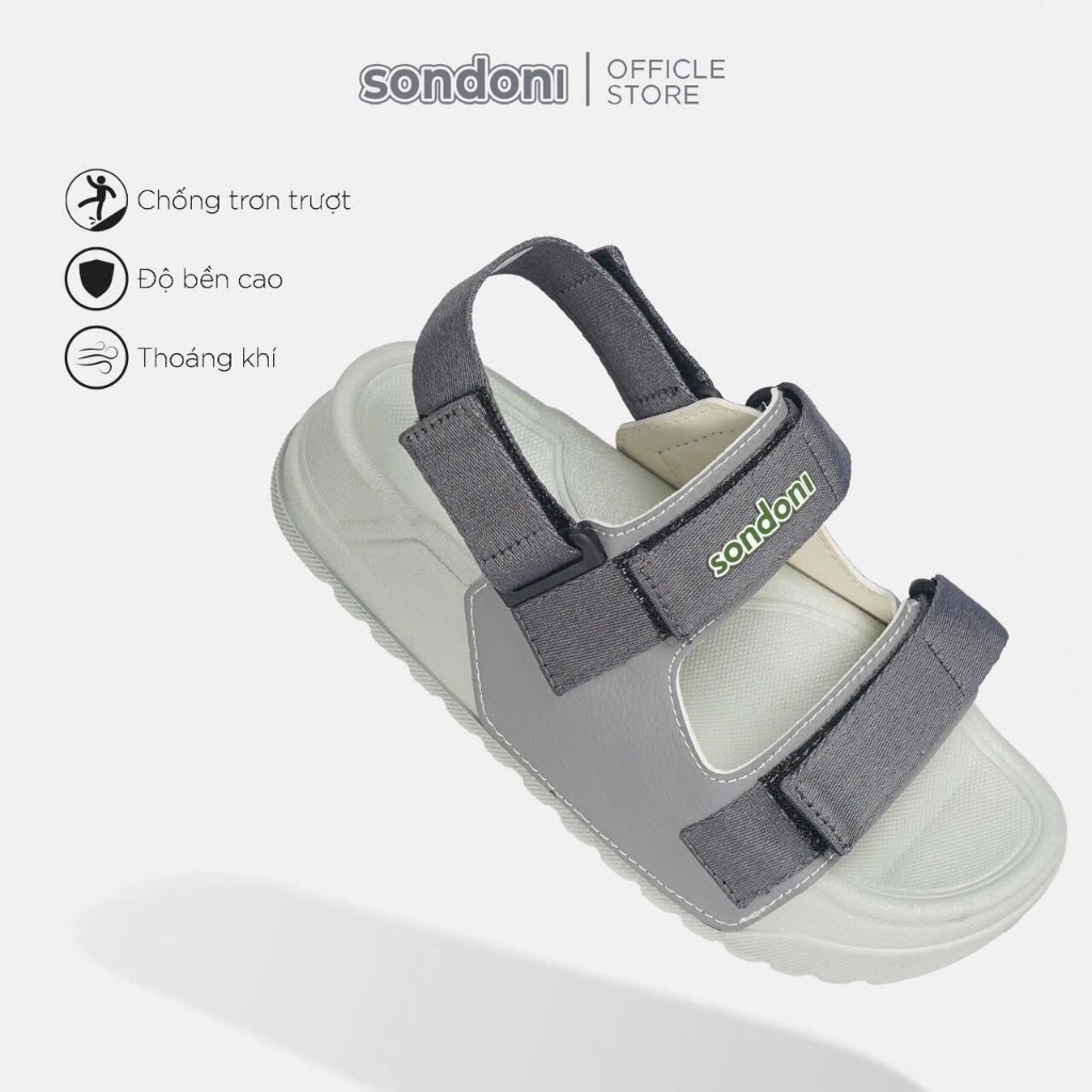 Giày Sandal Nữ S1 2 Quai Ngang Be Phối Xám Siêu Nhẹ Siêu Bền Siêu Dễ Thương - Tặng kèm vớ