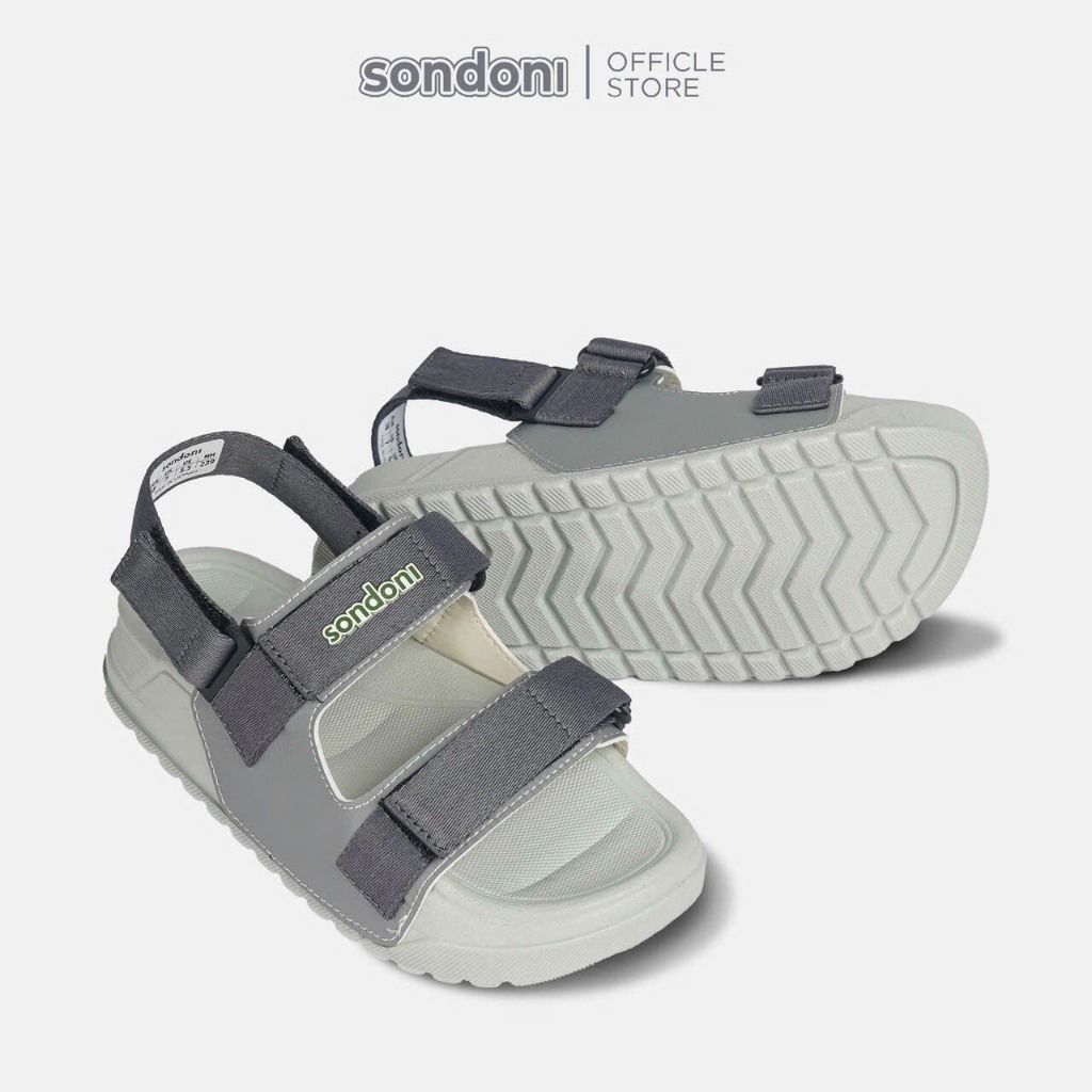 Giày Sandal Nữ S1 2 Quai Ngang Be Phối Xám Siêu Nhẹ Siêu Bền Siêu Dễ Thương - Tặng kèm vớ