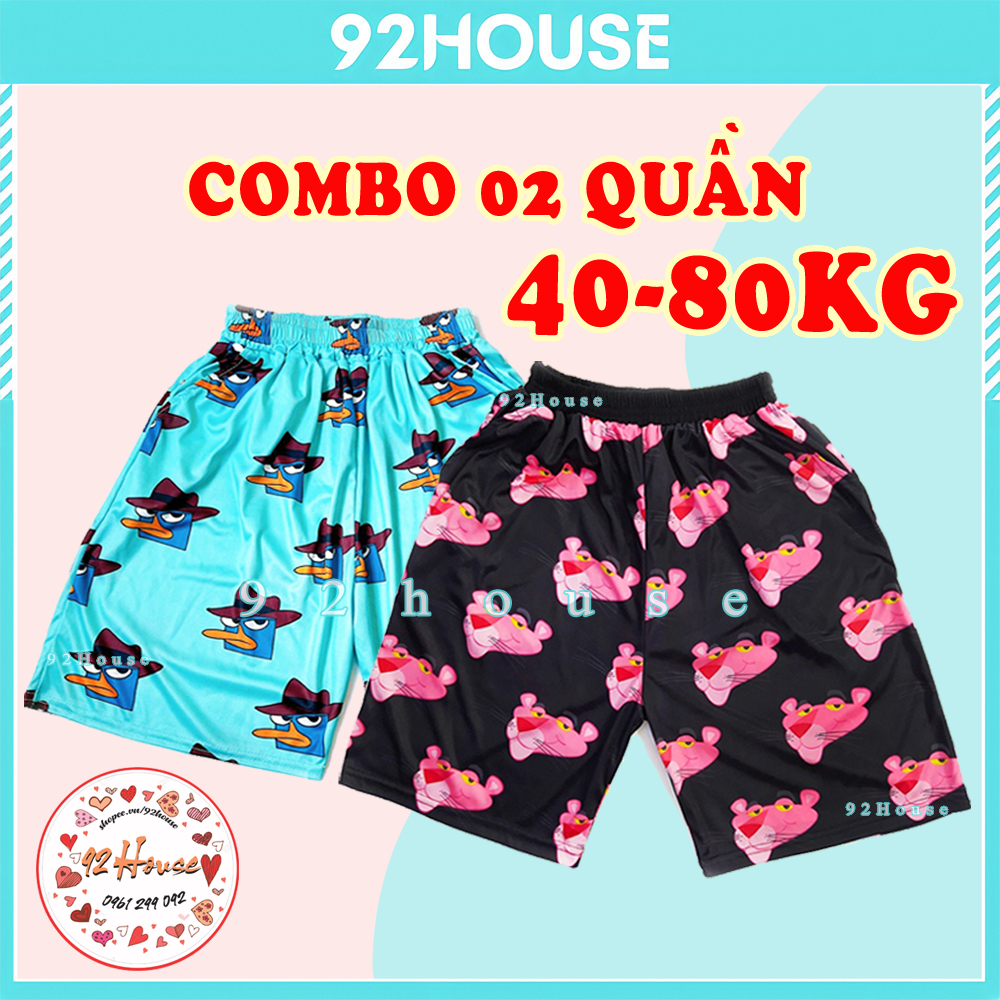 Quần đùi thun hoạt hình báo hồng pinkpanther Combo 02 Quần short lửng cartoon thể thao unisex đồ mặc nhóm đi biển