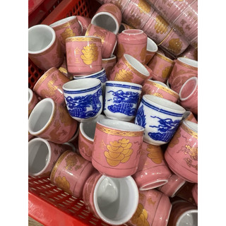 Chung nước cúng lẻ hồng-Chung Xanh chất liệu gốm sứ giá rẻ-Đồ Thờ Tâm Linh.