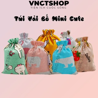 Túi vải mini dây rút cute vnctshop bằng vải bố canvas nhỏ đựng đồ dùng cá nhân xinh dễ thương